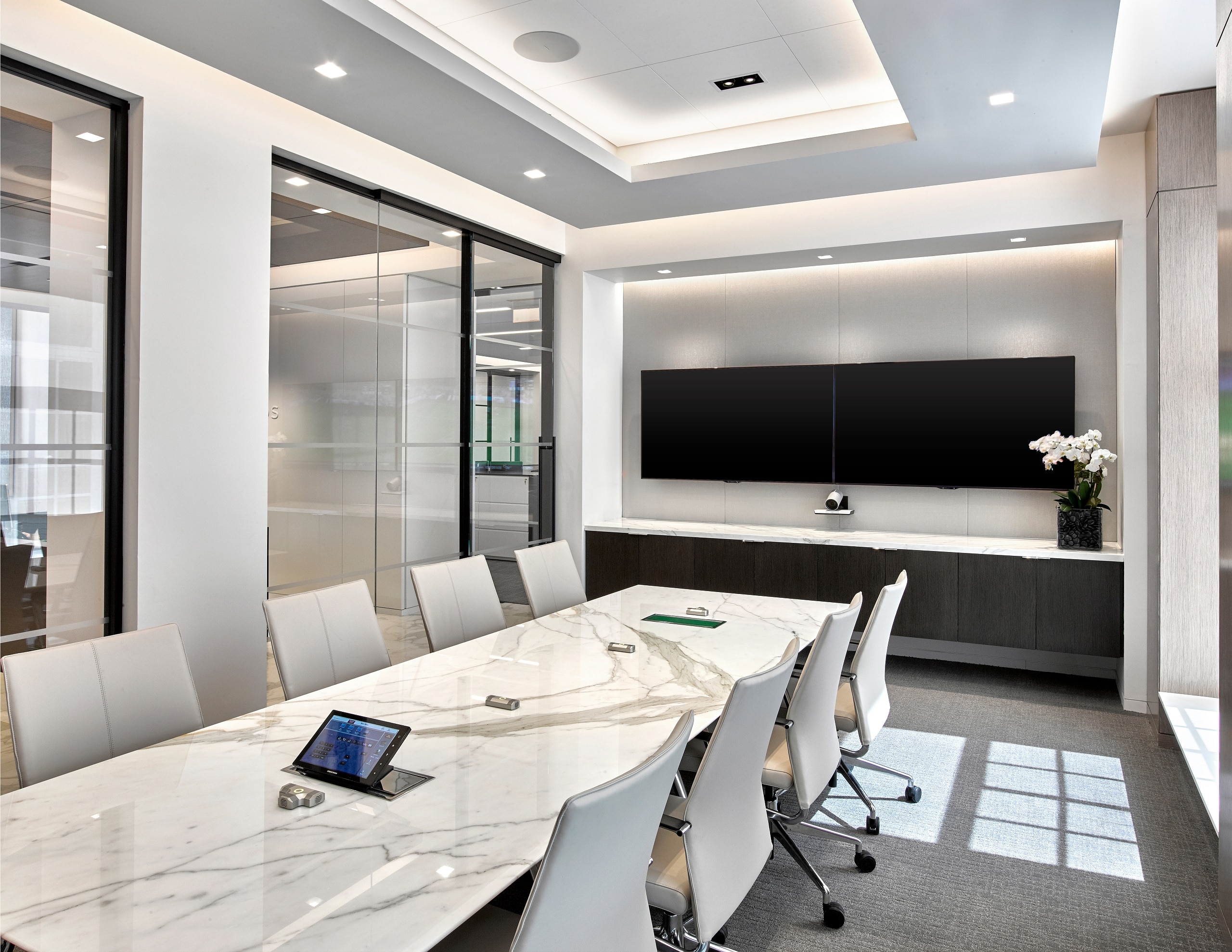 Conference room with sliding door