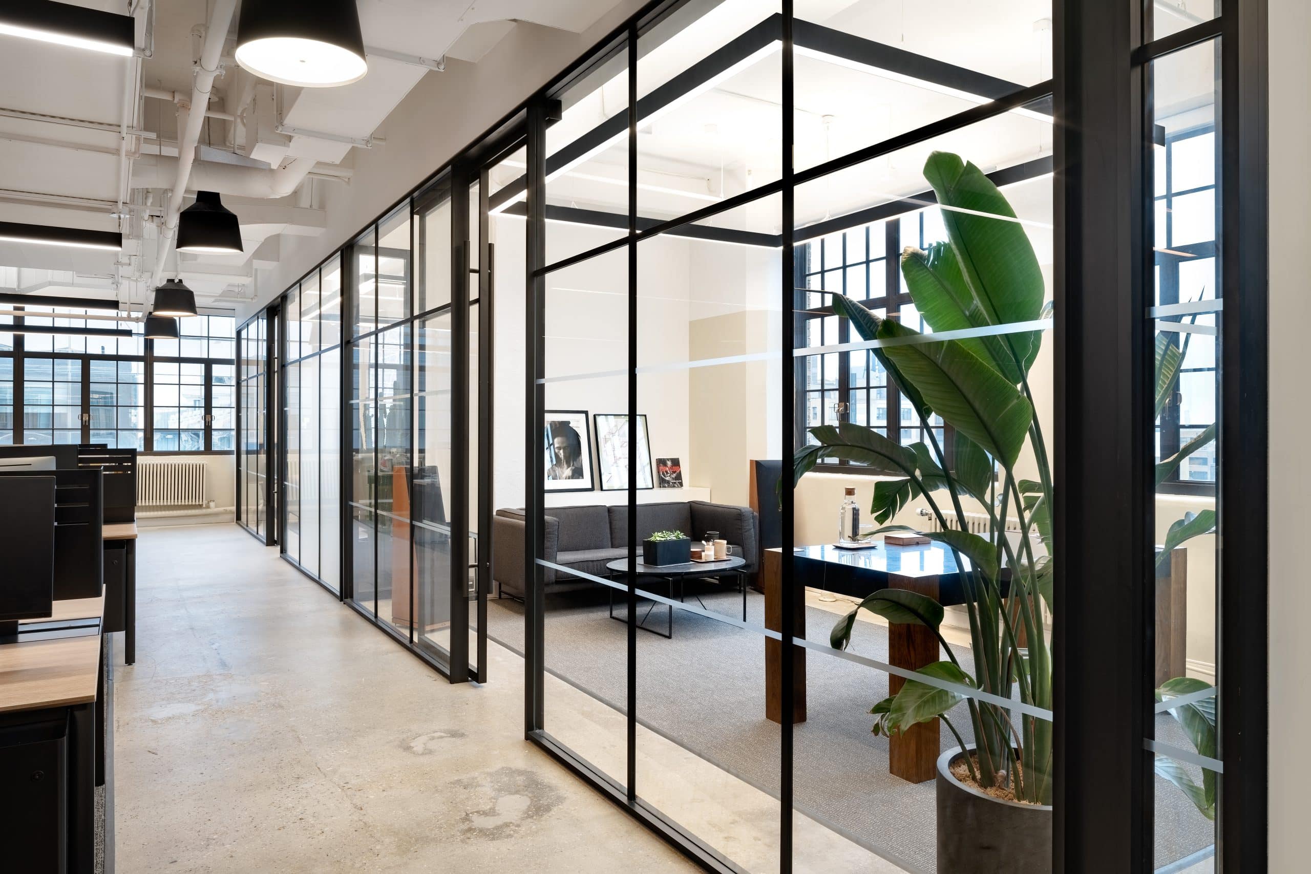 Conference room with sliding door
