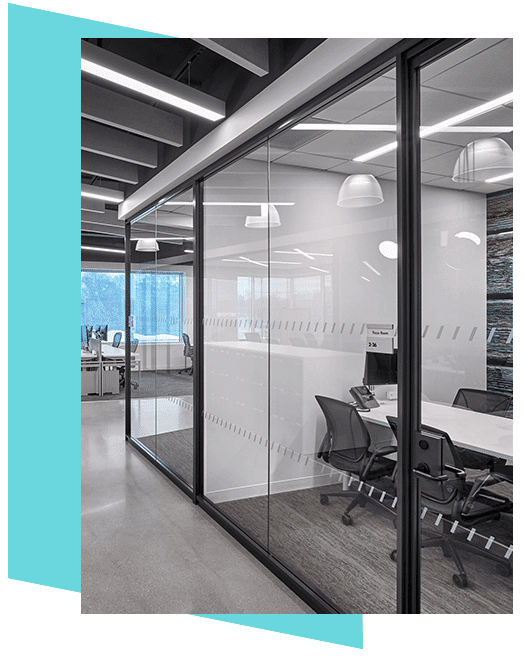 Transwall glass office partitions installed by a contractor