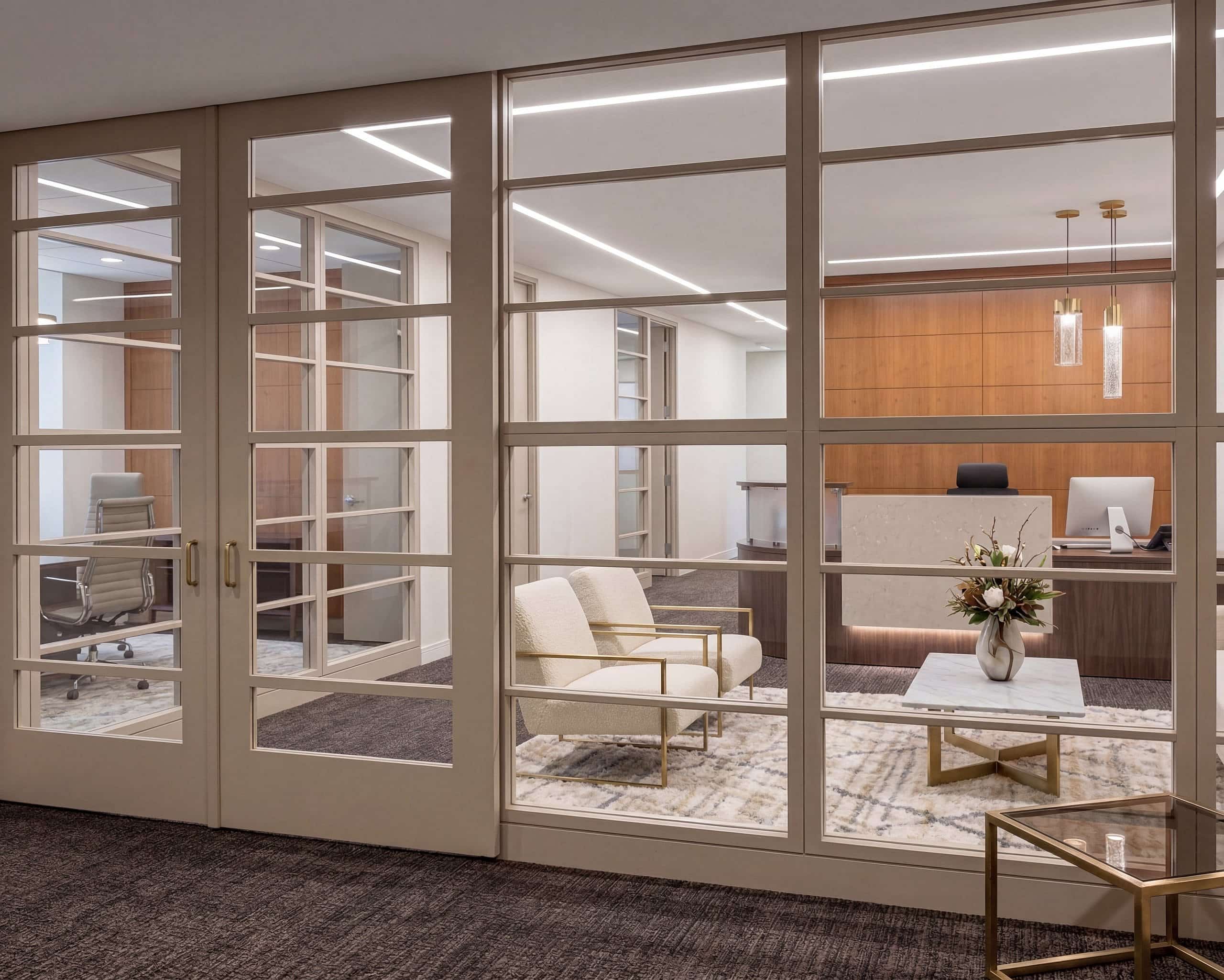 Segmented glass demountable walls with double sliding doors | Transwall ZWALL